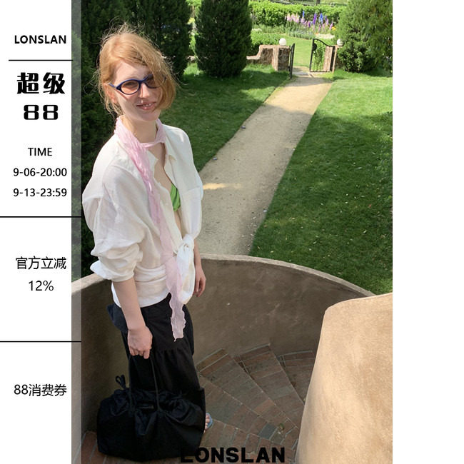 LONSLAN 2026SUMMER 夏季棉麻长袖防晒衬衫图片