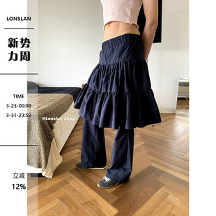 裙 小众设计复古垂感显瘦蓬蓬裙假两件百褶裤 LONSLAN 2026春夏新款