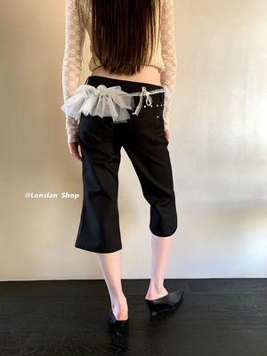 LONSLAN低腰微喇7分裤短裤