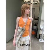 LONSLAN25SUMMER V领绑带交叉背心