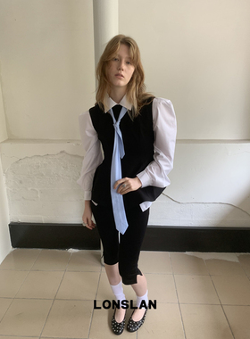 LONSLAN25SUMMER 3.20 20:00NEW黑色收腰西装背心