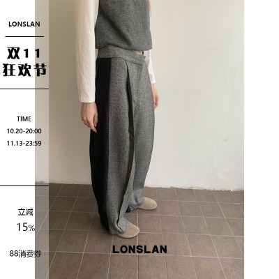 LONSLAN 24WINTER 11/10 20:00NEW 羊毛收脚拼色牛仔西装裤