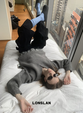 LONSLAN24WINTER 11/30 20:00NEW厚款坑条v领oversize毛衣