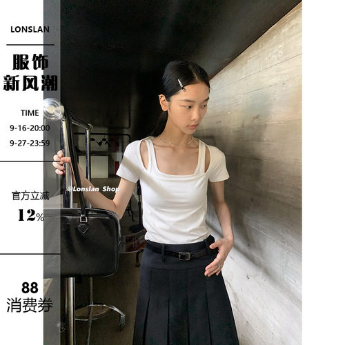 显瘦短袖修身两件套韩版