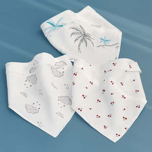 三角巾精梳高密竹棉竹纤维双层纱布宝宝婴幼儿新生儿围嘴口水巾