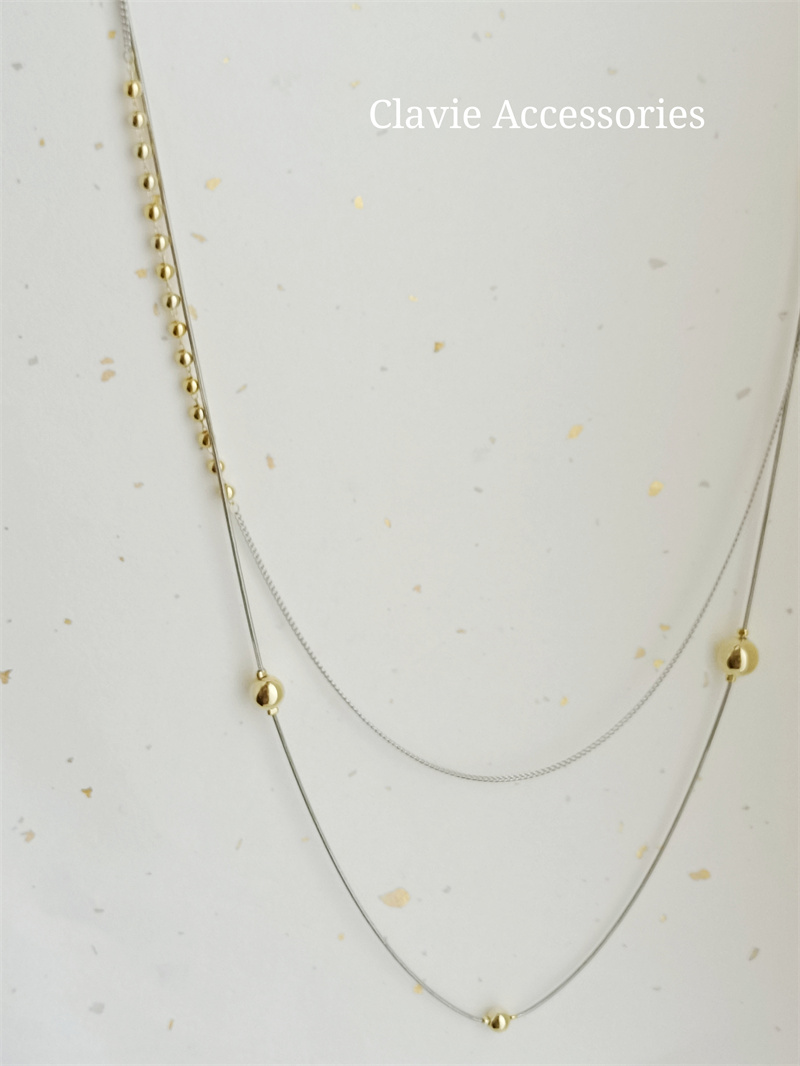 长款项链毛衣链精致通勤设计感轻奢小众金色银色双色双层叠戴复古