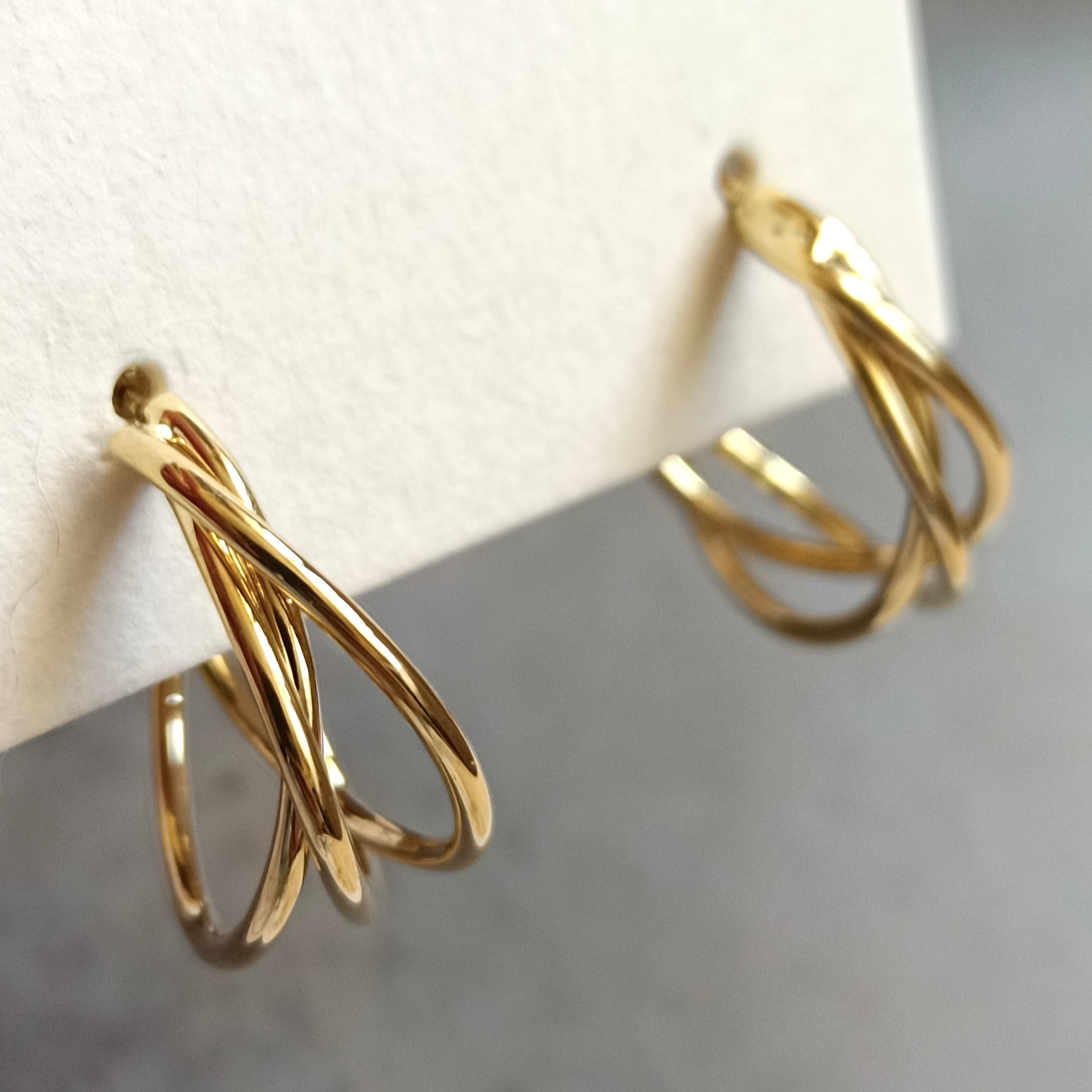 日系树脂u型耳夹哑光金色简约复古大小圆圈日常百搭无耳洞耳钉环