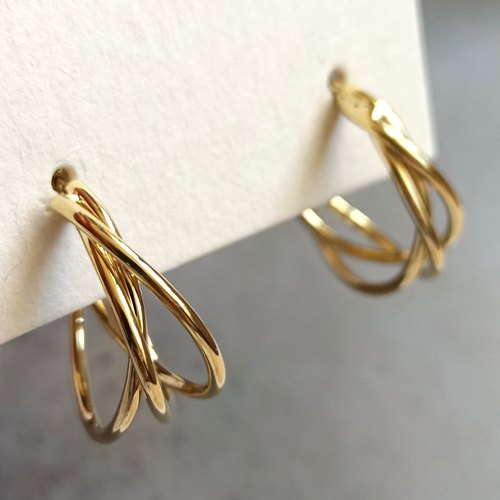 日系树脂u型耳夹哑光金色简约复古大小圆圈日常百搭无耳洞耳钉环