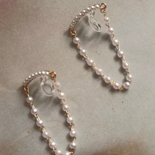 日系耳夹无耳洞女绝美设计感独特复古仿珍珠流苏长款宫廷耳环耳钉