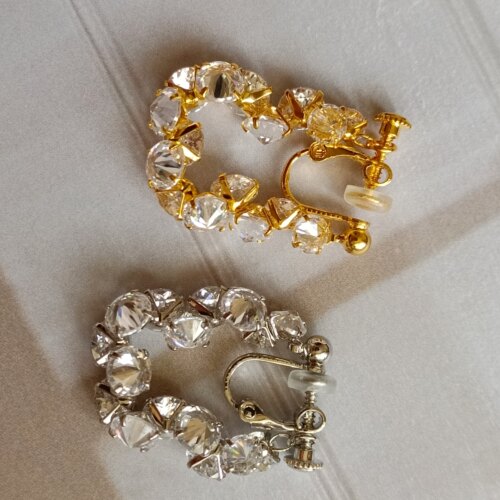绝美超爆闪钻锆石复古blingbling水钻链条螺丝耳夹螺旋无耳洞耳钉