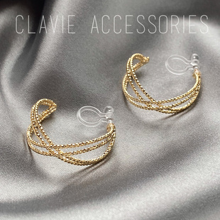 耳夹复古港味冷淡风无耳洞耳环圆圈花纹高级感通勤OL学生耳饰耳钉