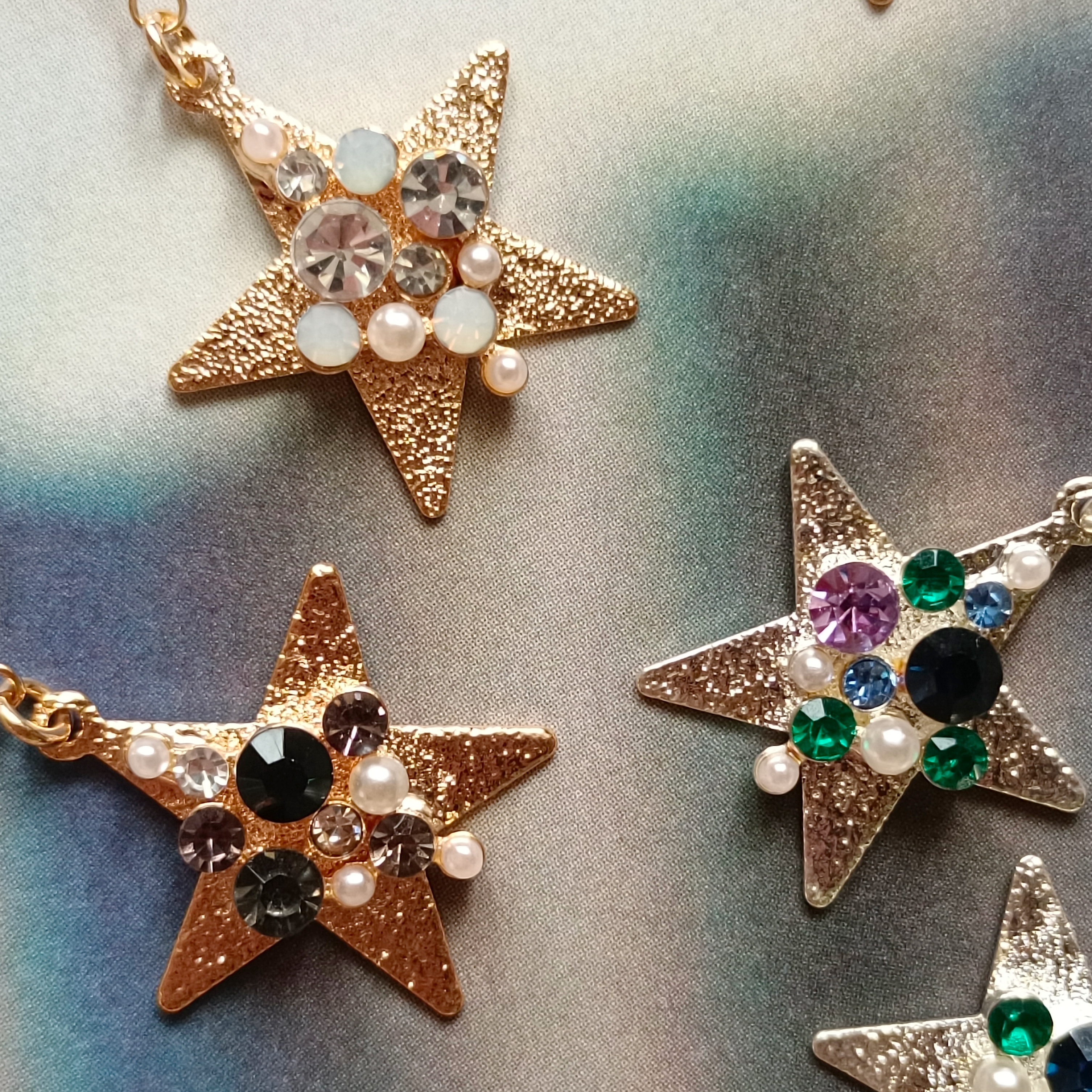 日系独特设计彩色钻金银色五角星星耳环耳钉无耳洞树脂u型耳夹女