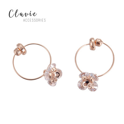 Clavie Accessories日系精致闪闪小花耳圈式耳夹无耳洞简约小巧