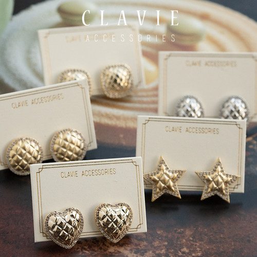 耳夹复古法式无耳洞菱格纹椭圆形