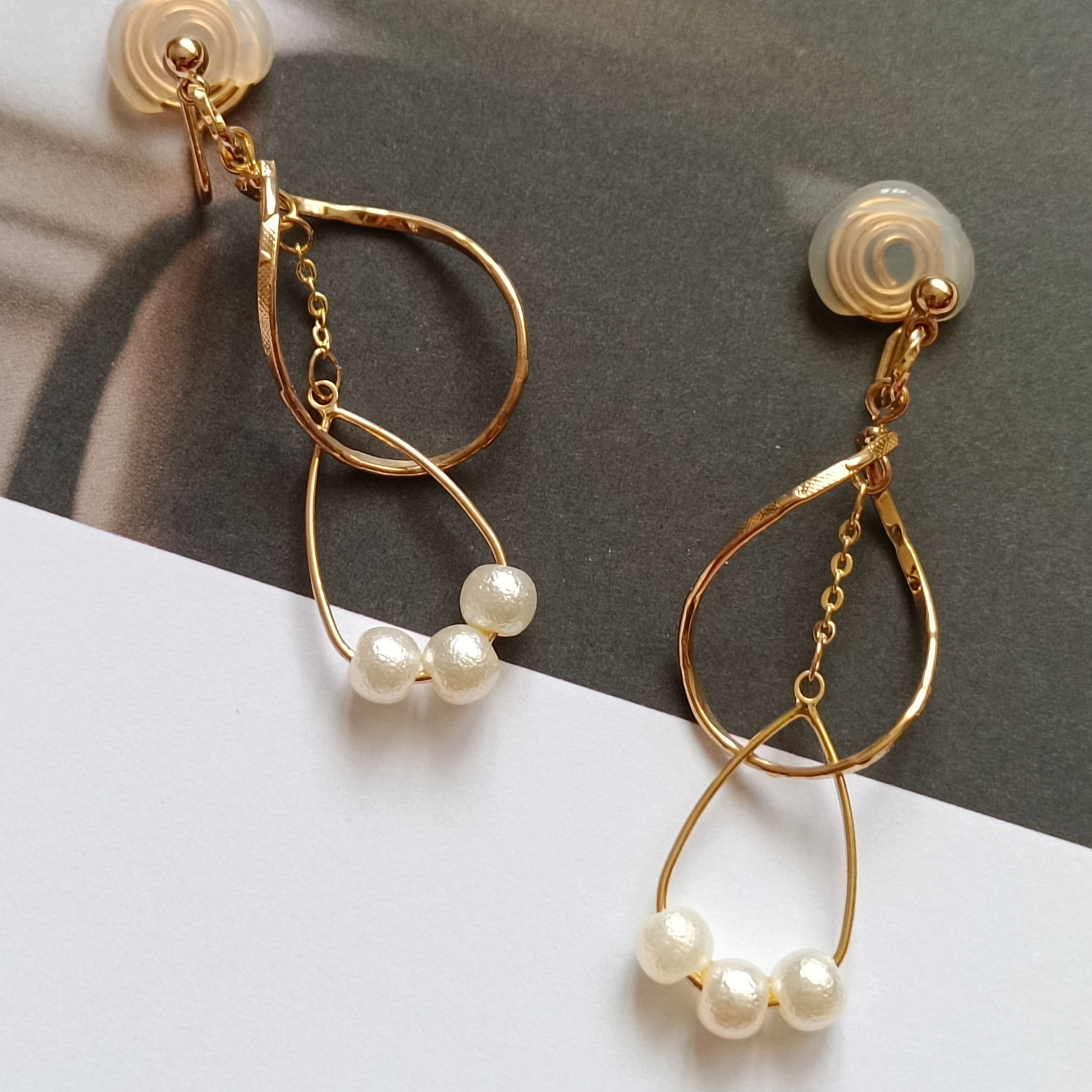 日系精致波浪曲线流苏中长款旋转会动仿珍珠耳钉蚊香盘耳夹无耳洞,饰品/流行首饰/时尚饰品新,耳夹,淘宝优惠券,粉丝福利购,淘宝优惠卷