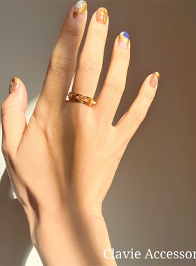 轻奢日系复古vintage戒指金色