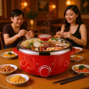 6人 分体式 电火锅家用电热锅分体电暖锅电煮锅不锈钢电锅2