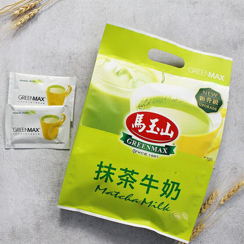 台湾原装进口greenmax马玉山抹茶牛奶抹茶味全牛奶茶15gX14小袋