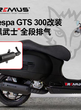 Remus 狼头19后维斯帕Vespa GTS 300改装黑武士单管全尾段排气管