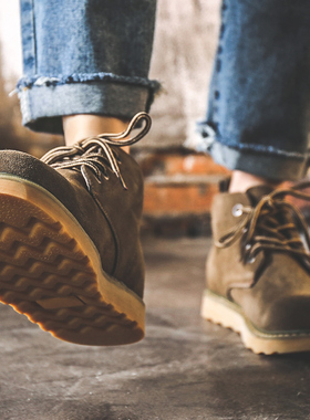 马丁靴男冬季英伦风男靴子复古休闲高帮鞋真牛皮短靴中帮工装靴潮