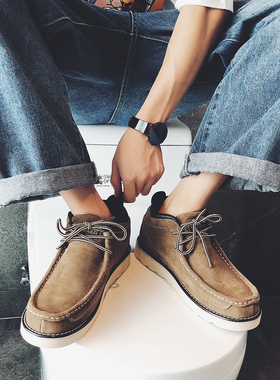 马丁靴男秋冬季短靴男靴子牛皮复古高帮鞋英伦风中帮沙漠工装靴潮