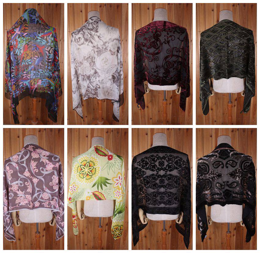 古着 欧美复古小香奢侈品巴洛克真丝毛料长款围巾丝巾披肩保暖C3