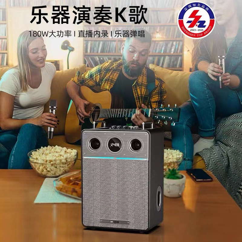 维尔晶T6Pro户外K歌蓝牙乐器音响180W大功率三分频重低音直播音箱