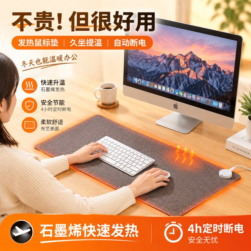 加热鼠标垫暖桌垫发热办公室桌面超大暖手电脑电热板保暖冬天学生