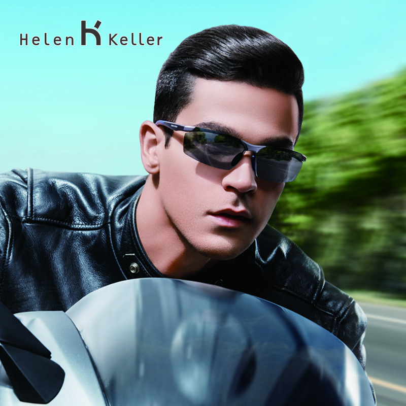 海伦凯勒男太阳镜登山驾驶铝镁眼镜开车专用防紫外线强光偏光墨镜
