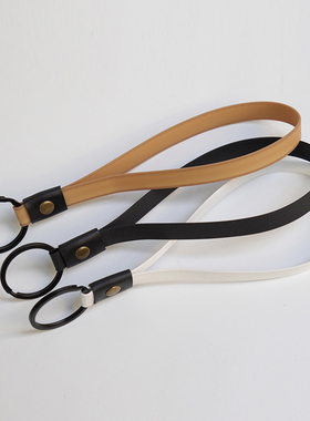 黑色白色棕黄色简约高档时尚PVC带钥匙环扣环扁平圈小圈配件挂饰