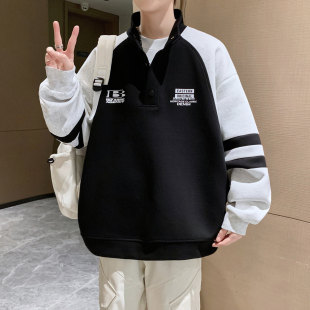 春秋季半拉链立领卫衣男孩高中初中学生青少年帅气大童春装上衣服