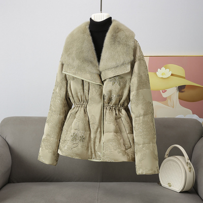 轻奢水貂毛皮草羽绒服大衣