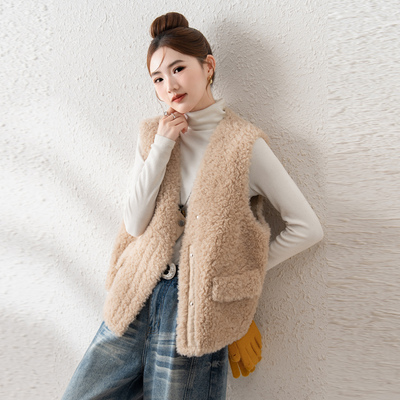 全羊毛皮毛一体皮草保暖短外套