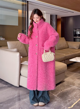 颗粒羊剪绒大衣女2025新复合皮毛一体外套海宁羊羔毛皮草长款年轻