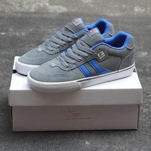 灰蓝GLOBE专业滑板鞋 耐磨减震翻毛皮硫化底街头Ollie尖翻低帮SK8