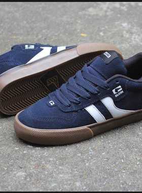 深蓝色牛筋底GLOBE专业滑板鞋全翻毛皮舒适休闲鞋sk8减震耐磨男女