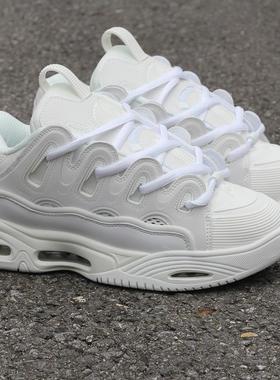 纯白色osiris D3低帮滑板鞋面包鞋气垫厚舌头舒适男女耐磨运动鞋