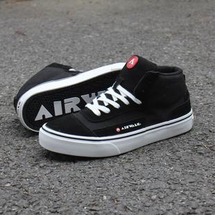 白菜价AIRWALK中帮翻毛皮男女黑白街头风滑板鞋 sk8 百搭运动休闲鞋