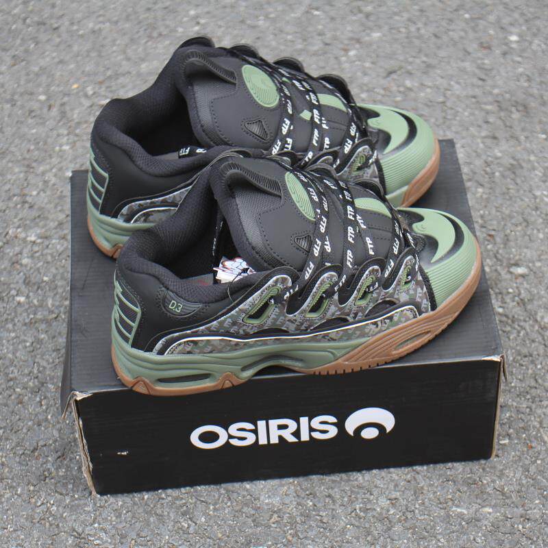 迷彩OSIRIS厚鞋FTP联名舌气垫面包男女运动休闲百搭D3反光滑板鞋