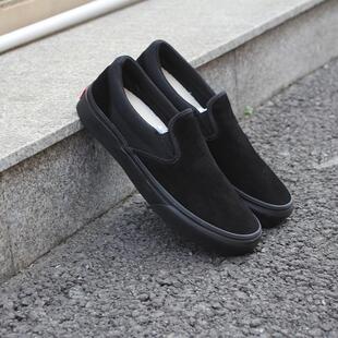 ON麂皮翻毛皮耐磨舒适男女DC鞋 SLIP 情侣 一脚蹬滑板sk8鞋 黑武士