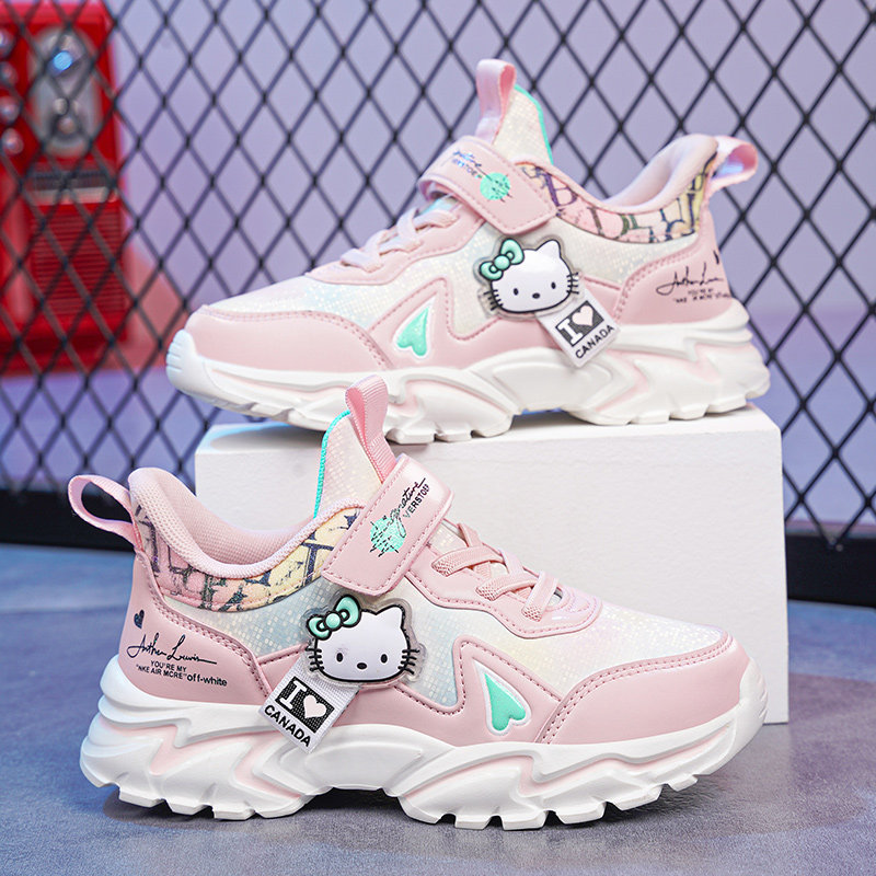 女童运动鞋2025春秋季新款儿童皮面防水休闲鞋轻便软底网面跑步鞋