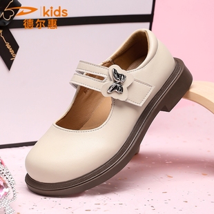 德尔惠女童公主鞋夏季新款儿童单鞋女孩小皮鞋真牛皮英伦风演出鞋