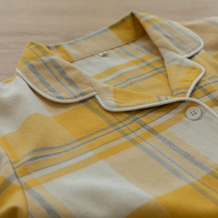 法兰绒格子情侣套装 秋冬睡衣女士纯棉磨毛绒布长袖 日系家居服男式