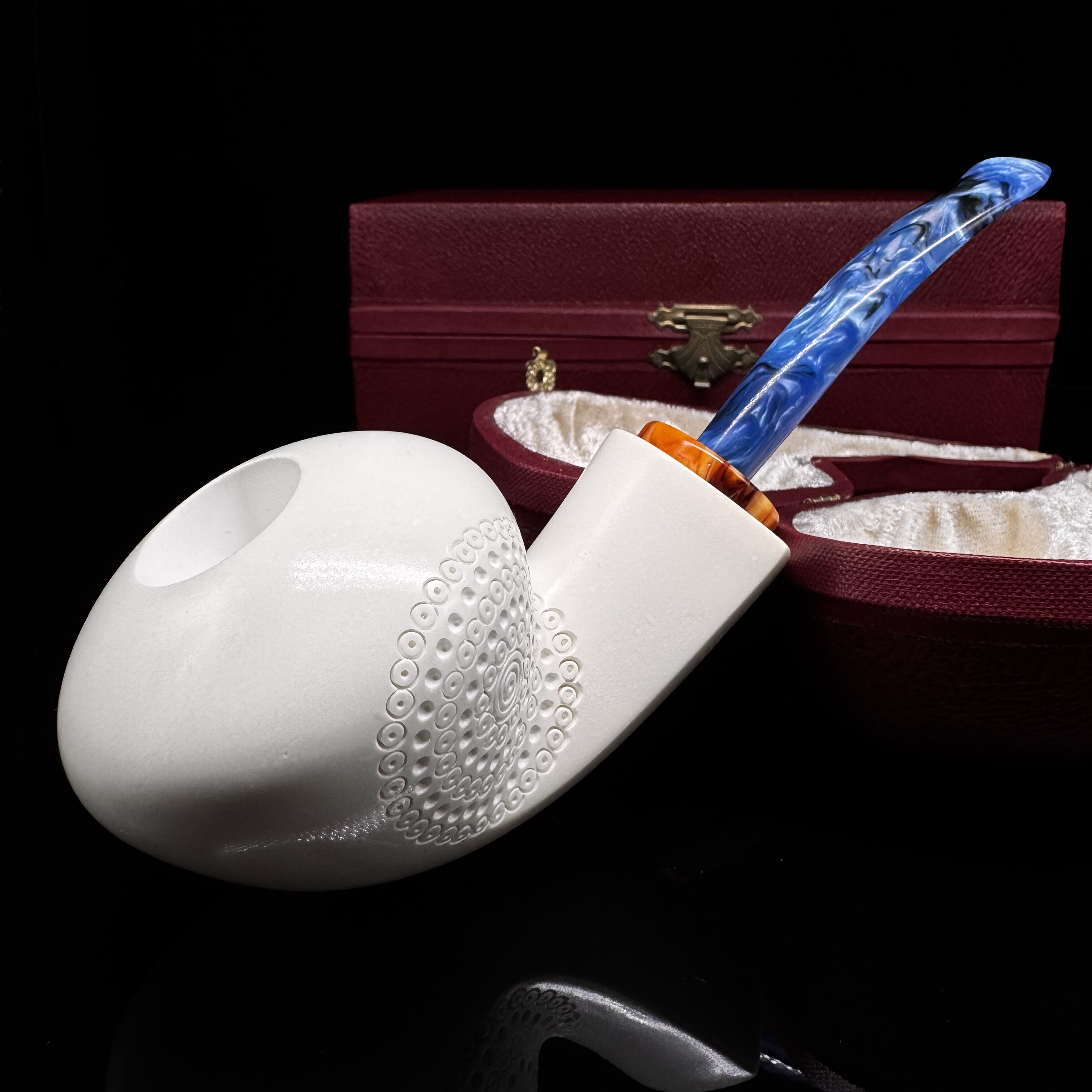 土耳其海泡石烟斗河豚军插特大号2123雪花料大师手工雕刻签名