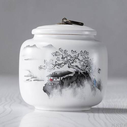 茶叶罐陶瓷大号半斤装储存罐密封罐普洱红茶绿茶茶罐包装 - 封面