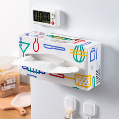 日本壁挂式盒装纸巾架厨房纸巾收纳架冰箱磁吸铁石固定抽纸架挂架