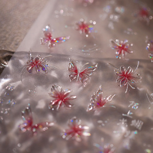 气质蝴蝶贝壳光果冻立体美甲贴纸背胶装 饰指甲电脑手机壳平板贴画