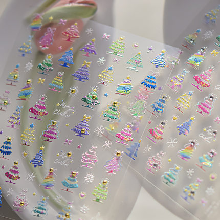 圣诞树晶钻美甲贴纸装饰指甲耳机电脑手机壳iPad笔记本手账贴画