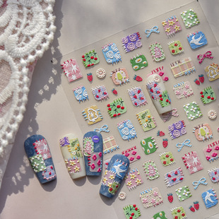 芭蕾风diy布片浮雕立体美甲贴纸少女装饰指甲电脑手机壳iPad贴画