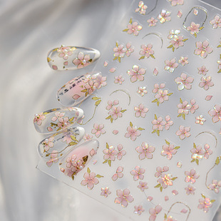 仙仙粉蔷薇烫金立体美甲贴纸装饰omoni指甲电脑手机壳iPad贴画